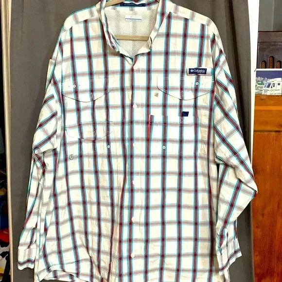 COLUMBIA PFG SUPER BONEHEAD MENS SIZE 2 XL LONG SLEEVE COTTON SHIRT AIR VENT - Picture 1 of 13